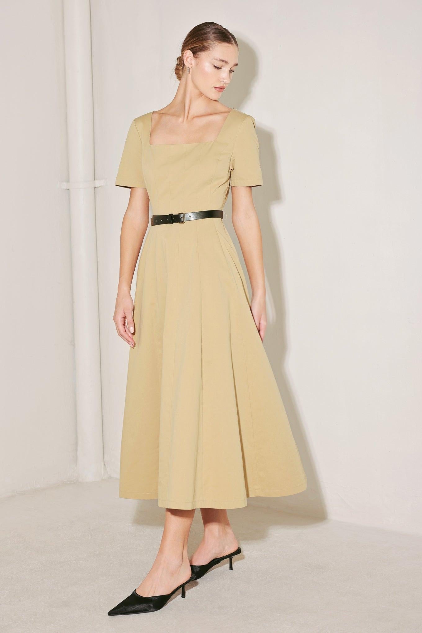 WARM STONE EDIT WOVEN MIDI DRESS - Glamourous Grace