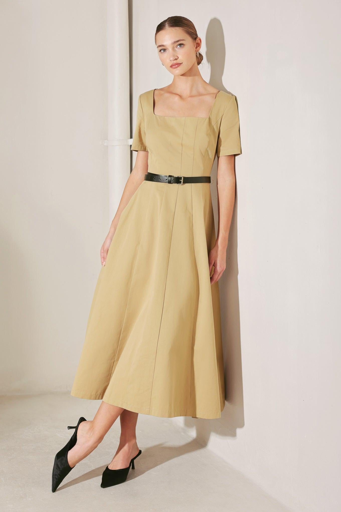 WARM STONE EDIT WOVEN MIDI DRESS - Glamourous Grace