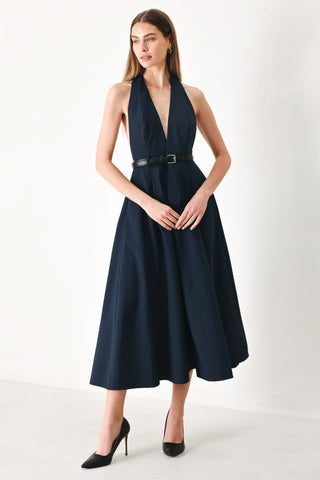 MIDNIGHT FORM WOVEN MIDI DRESS - Glamourous Grace
