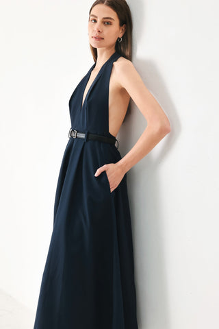 MIDNIGHT FORM WOVEN MIDI DRESS - Glamourous Grace
