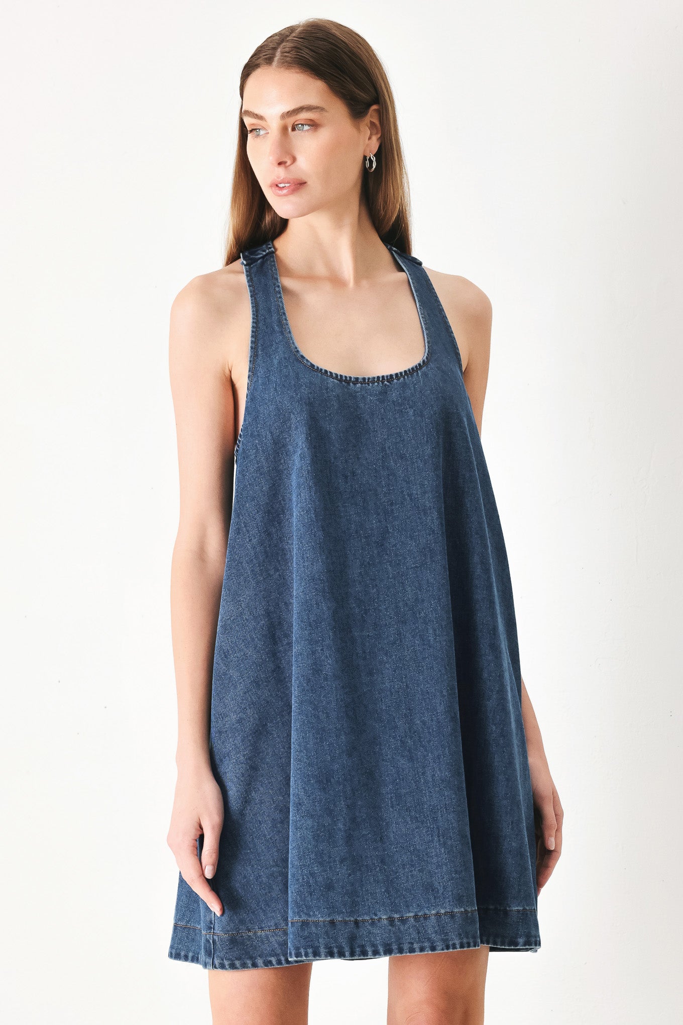 BLUE BREEZE DENIM MINI DRESS - Glamourous Grace