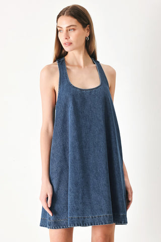 BLUE BREEZE DENIM MINI DRESS - Glamourous Grace