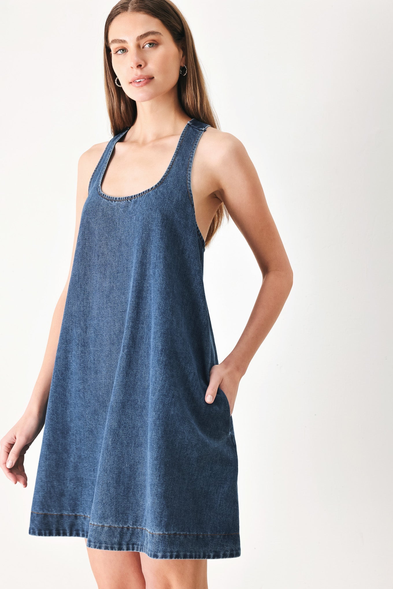 BLUE BREEZE DENIM MINI DRESS - Glamourous Grace