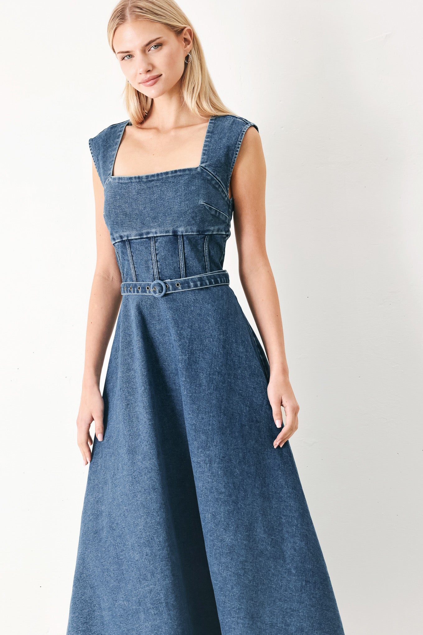 QUIET MUSE DENIM MIDI DRESS - Glamourous Grace