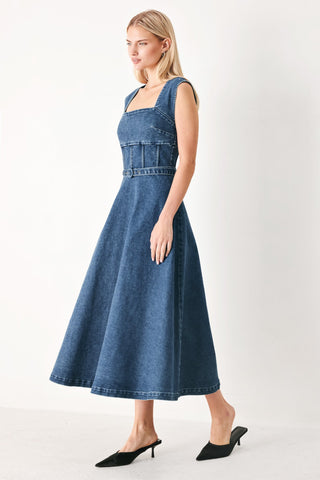 QUIET MUSE DENIM MIDI DRESS - Glamourous Grace