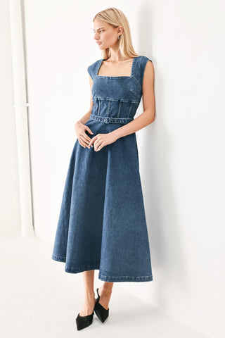 QUIET MUSE DENIM MIDI DRESS - Glamourous Grace