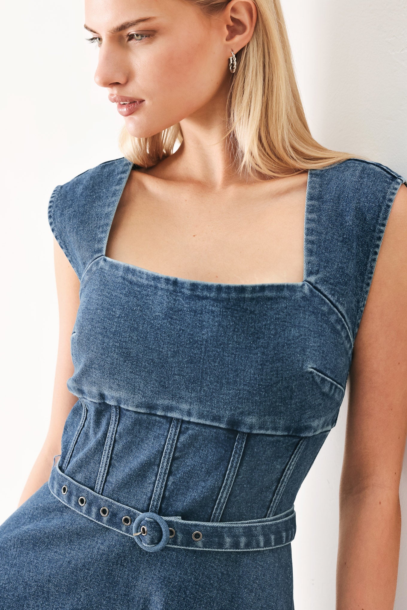QUIET MUSE DENIM MIDI DRESS - Glamourous Grace