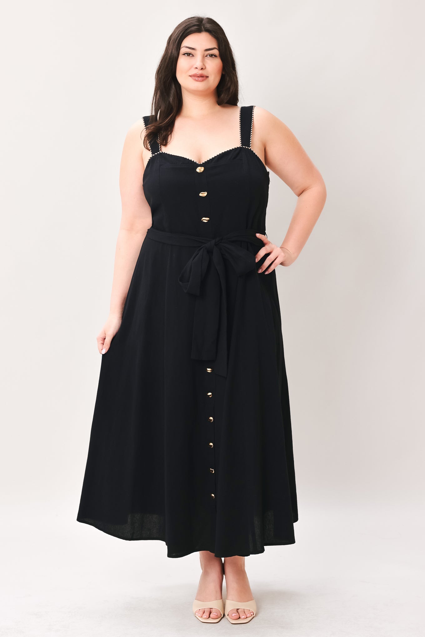 LOVELY NOIR WOVEN MIDI DRESS - Glamourous Grace