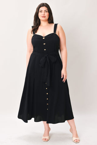 LOVELY NOIR WOVEN MIDI DRESS - Glamourous Grace