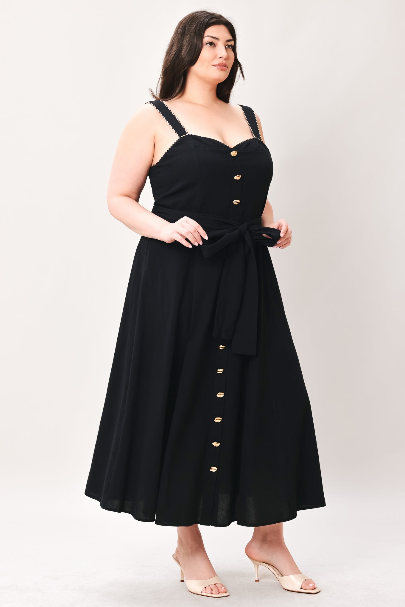 LOVELY NOIR WOVEN MIDI DRESS - Glamourous Grace