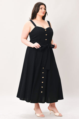 LOVELY NOIR WOVEN MIDI DRESS - Glamourous Grace