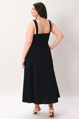 LOVELY NOIR WOVEN MIDI DRESS - Glamourous Grace