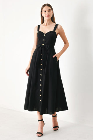 LOVELY NOIR WOVEN MIDI DRESS - Glamourous Grace