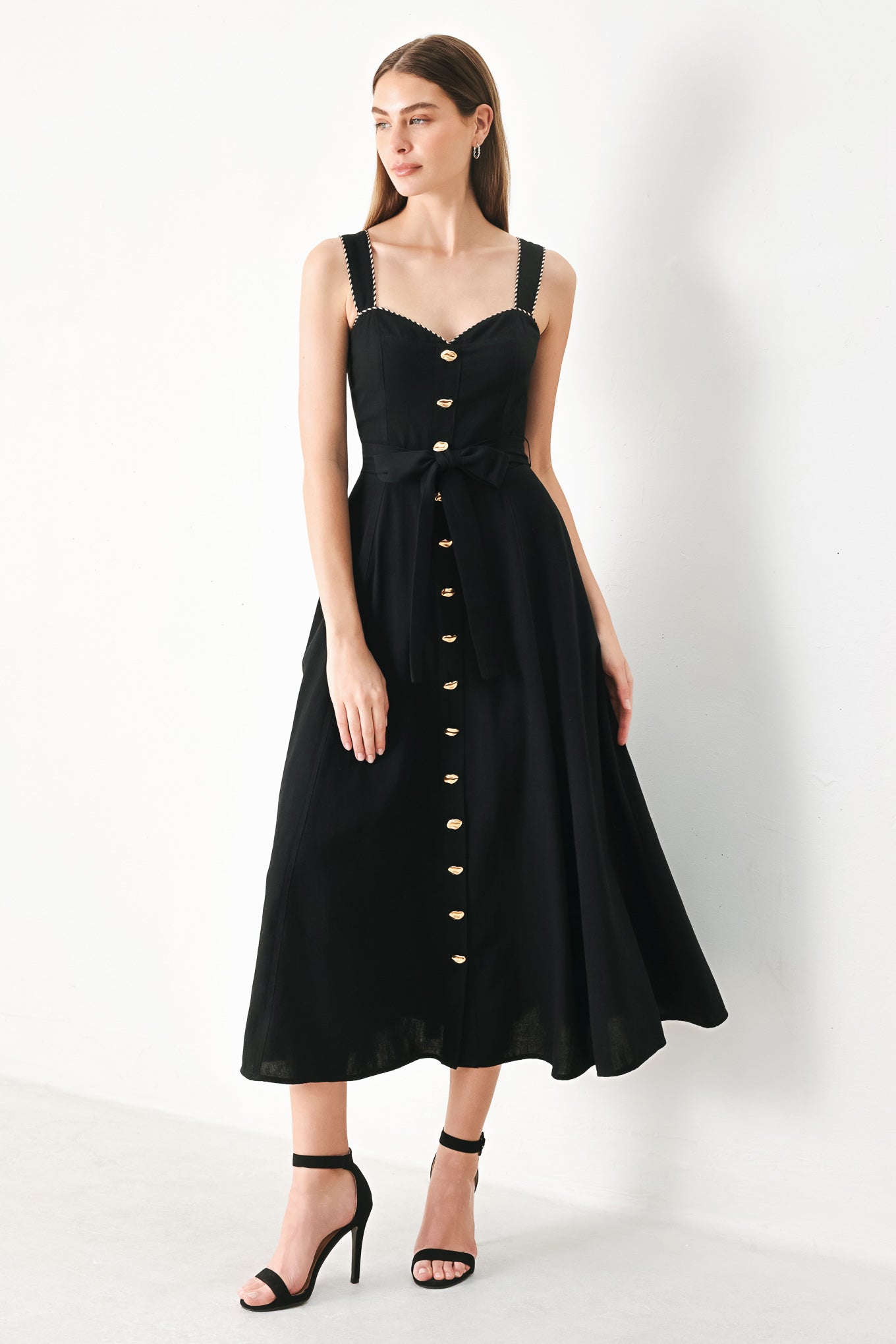 LOVELY NOIR WOVEN MIDI DRESS - Glamourous Grace