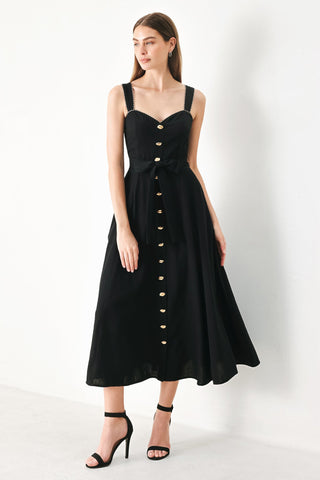 LOVELY NOIR WOVEN MIDI DRESS - Glamourous Grace