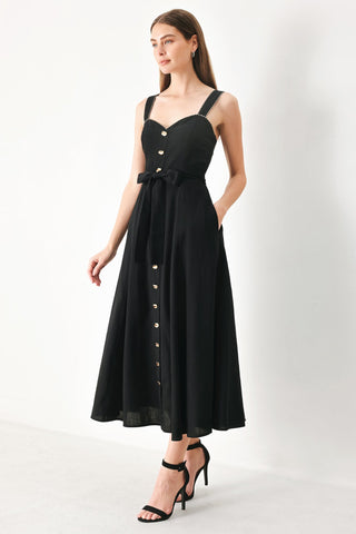 LOVELY NOIR WOVEN MIDI DRESS - Glamourous Grace