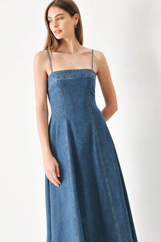 SUMMER INDIGO DENIM MIDI DRESS - Glamourous Grace