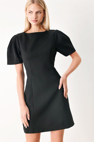 BLACK MIDNIGHT WOVEN MINI DRESS - Glamourous Grace
