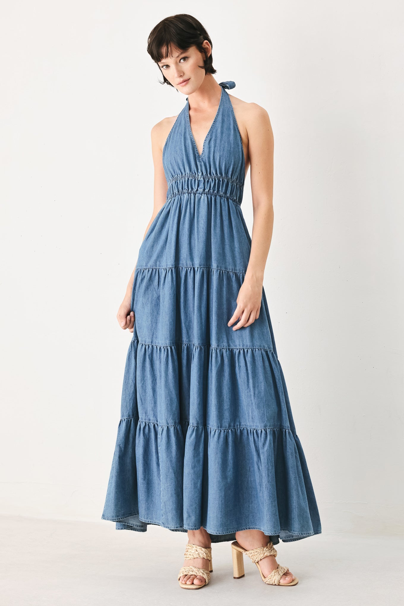OCEAN SKY DENIM MIDI DRESS - Glamourous Grace