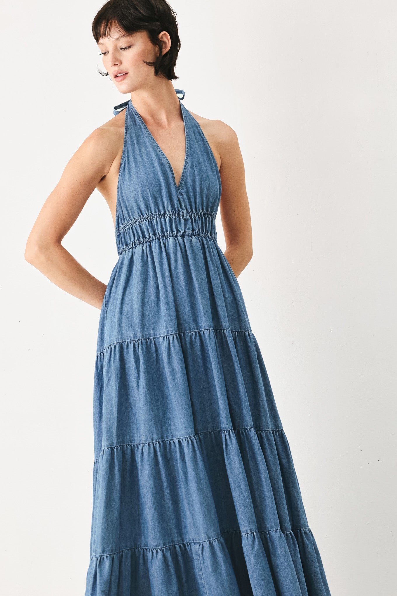 OCEAN SKY DENIM MIDI DRESS - Glamourous Grace