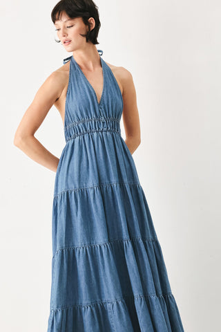 OCEAN SKY DENIM MIDI DRESS - Glamourous Grace