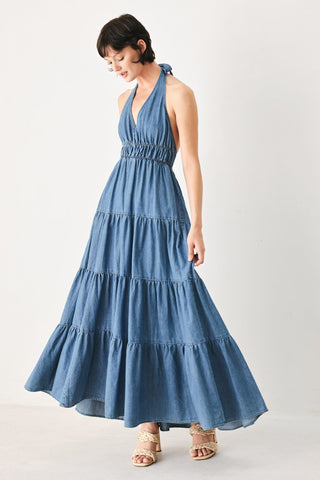 OCEAN SKY DENIM MIDI DRESS - Glamourous Grace