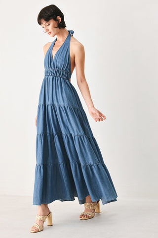 OCEAN SKY DENIM MIDI DRESS - Glamourous Grace