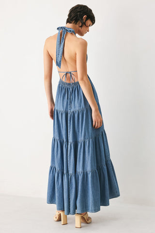 OCEAN SKY DENIM MIDI DRESS - Glamourous Grace