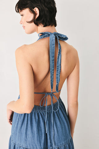 OCEAN SKY DENIM MIDI DRESS - Glamourous Grace