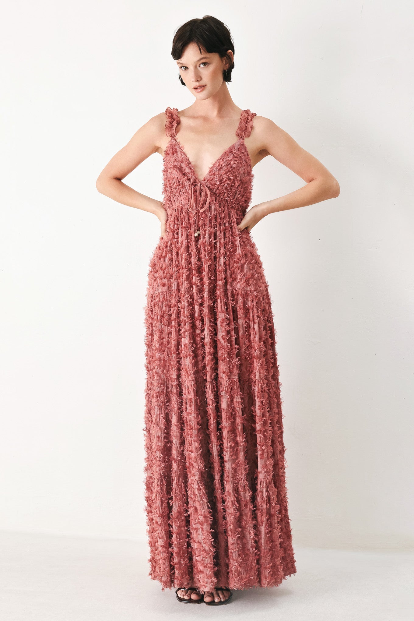 TWILIGHT ROSETTE WOVEN MAXI DRESS - Glamourous Grace