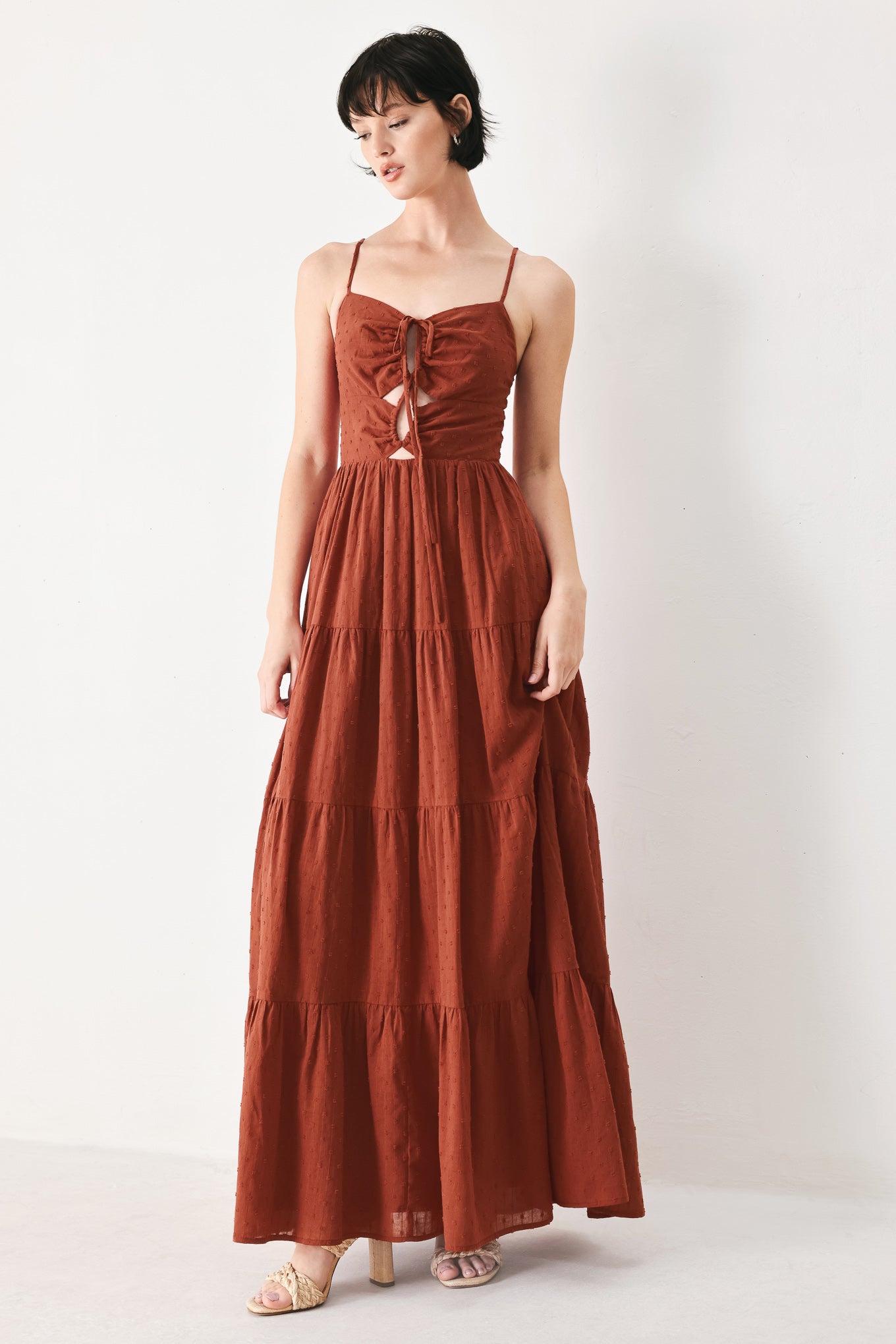 TERRACOTTA SUNSET WOVEN MAXI DRESS - Glamourous Grace