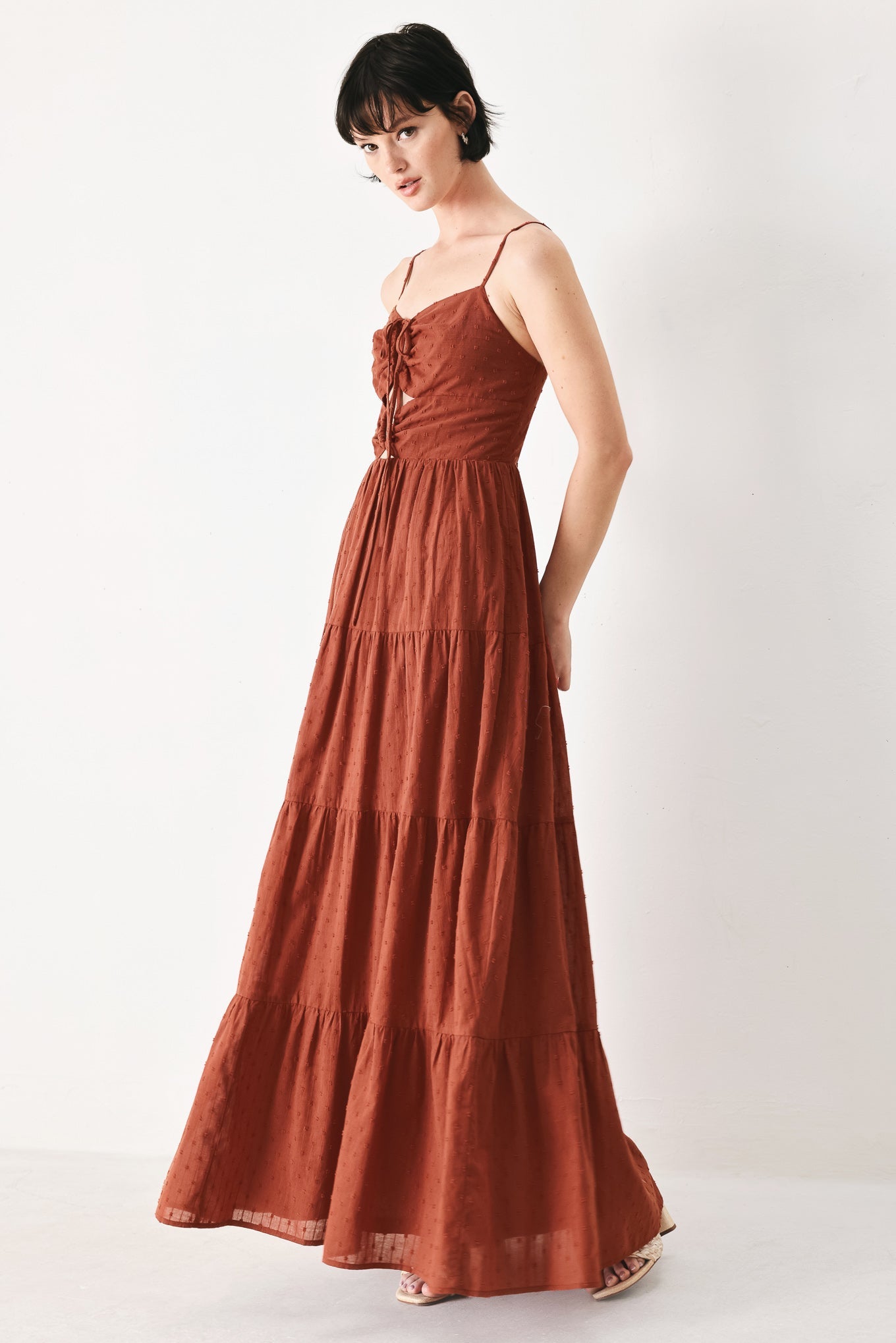 TERRACOTTA SUNSET WOVEN MAXI DRESS - Glamourous Grace