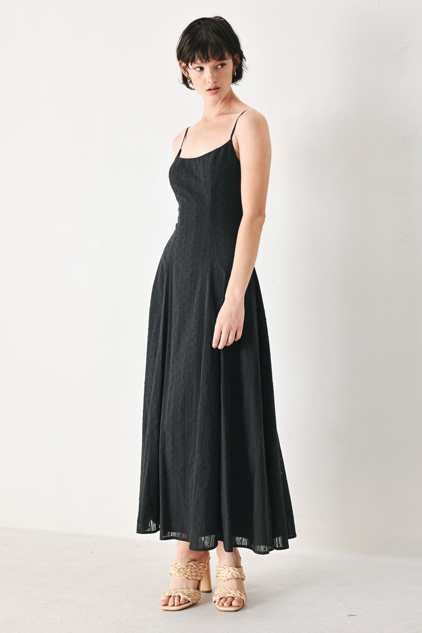 SHEER MIDNIGHT STORY WOVEN MIDI DRESS - Glamourous Grace