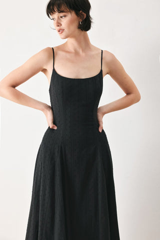 SHEER MIDNIGHT STORY WOVEN MIDI DRESS - Glamourous Grace
