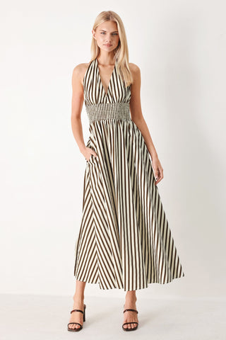 VACATION LINE STRIP WOVEN MIDI DRESS - Glamourous Grace