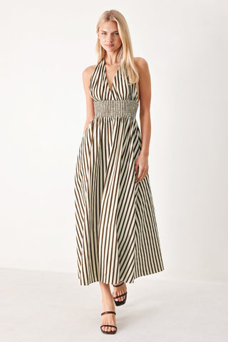 VACATION LINE STRIP WOVEN MIDI DRESS - Glamourous Grace