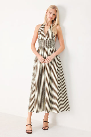 VACATION LINE STRIP WOVEN MIDI DRESS - Glamourous Grace