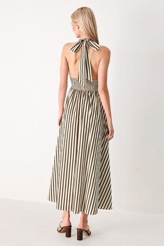 VACATION LINE STRIP WOVEN MIDI DRESS - Glamourous Grace