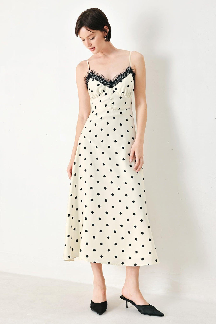 DOTTY SWEETHEART WOVEN MIDI DRESS - Glamourous Grace