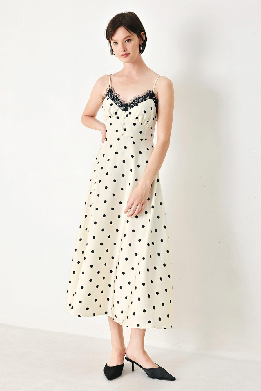 DOTTY SWEETHEART WOVEN MIDI DRESS - Glamourous Grace