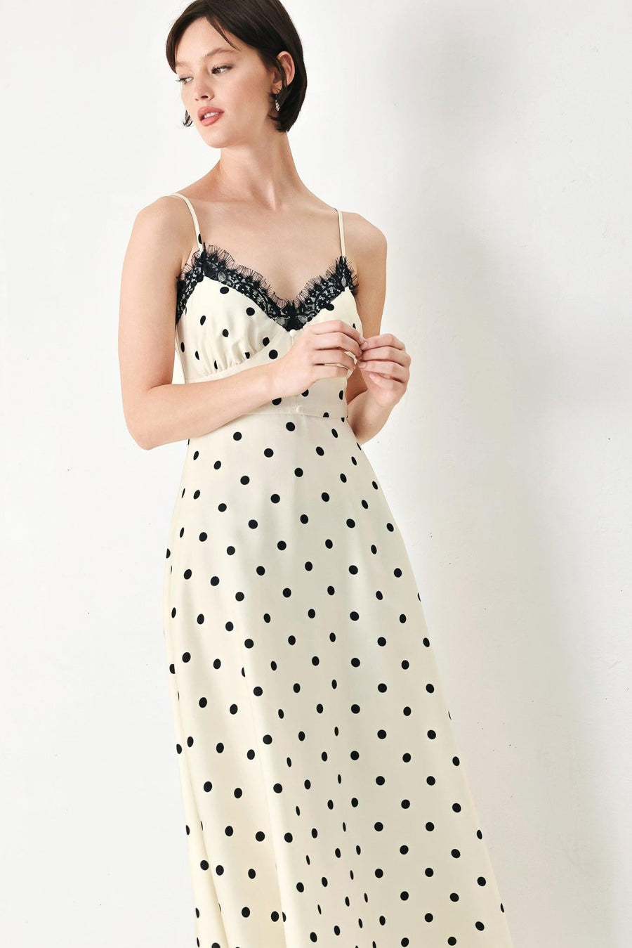 DOTTY SWEETHEART WOVEN MIDI DRESS - Glamourous Grace