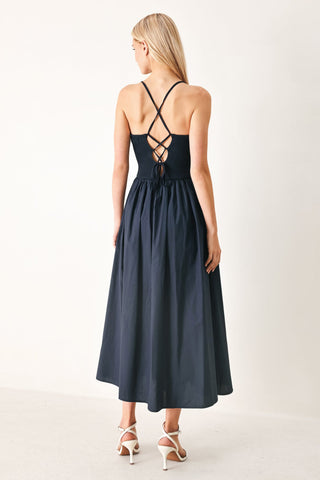 EASY BREEZE NAVY WOVEN MIDI DRESS - Glamourous Grace