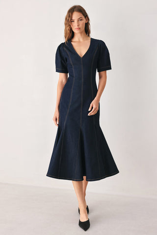 AFTER DARK DENIM MIDI DRESS