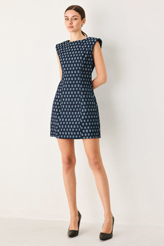 COOL GIRL CHECK JACQUARD DENIM MINI DRESS - Glamourous Grace