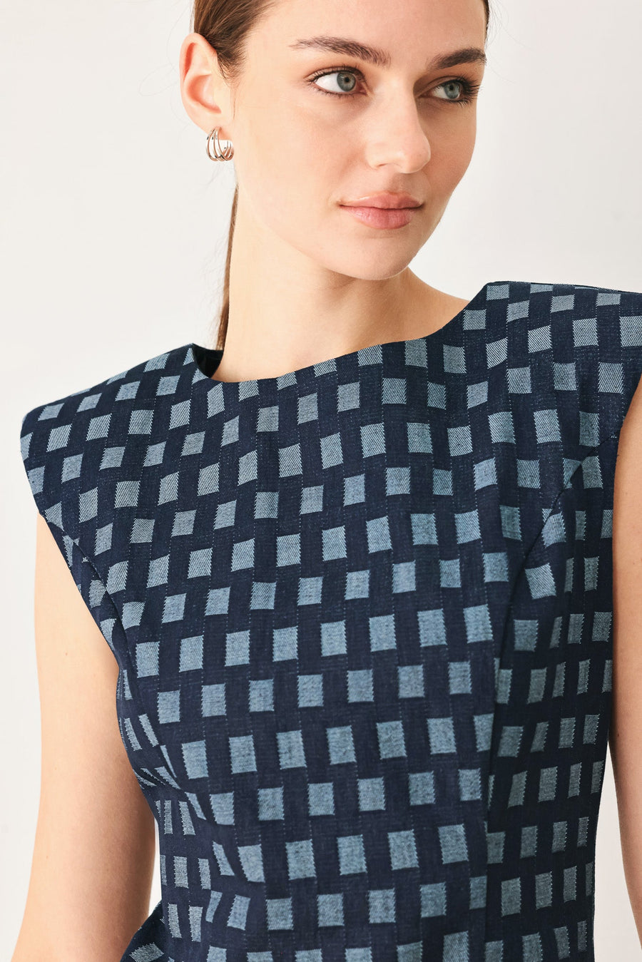 COOL GIRL CHECK JACQUARD DENIM MINI DRESS - Glamourous Grace