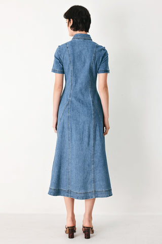 VINTAGE SKY DENIM MIDI SHIRT DRESS - Glamourous Grace
