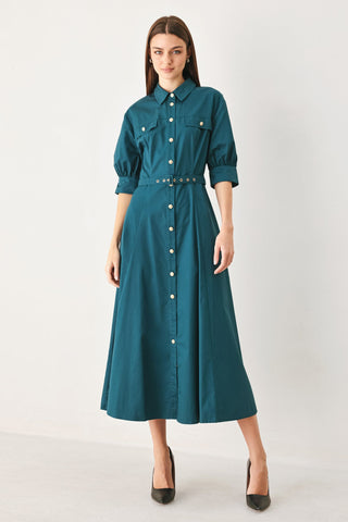 EVERYDAY TAILORED WOVEN MIDI DRESS
