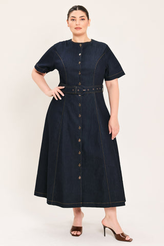 ROMANTIC DENIM WOVEN MIDI DRESS - Glamourous Grace