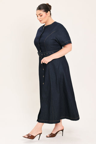ROMANTIC DENIM WOVEN MIDI DRESS - Glamourous Grace