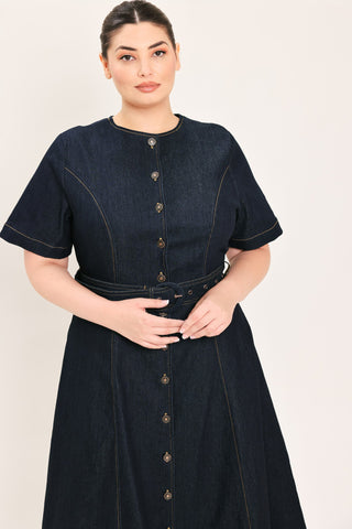 ROMANTIC DENIM WOVEN MIDI DRESS - Glamourous Grace